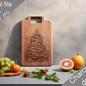 File incisi al laser digitali di Babbo Natale in formato SVG Tagliere per salumi, tagliere, maglietta, vettore, decorazioni per la cucina, regalo, Glowforge