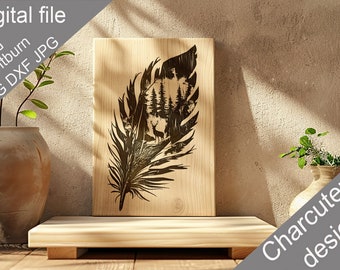 Leaf Charcuterie SVG Chopping Board, Cutting Board, Kitchen Towel, Laser Engraved Files, Digital, Vector, Kitchen Decor, Glowforge