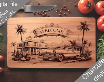 Vintage Charcuterie, SVG, Chopping Board, Cutting Board, Kitchen Towel, Laser Engraved Files, Digital, Vector, Kitchen Decor, Glowforge, Cut