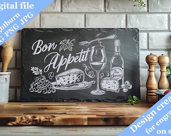 Design for Laser Engraved on Slate, SVG, Chopping Board, Kitchen Towel, Files, Digital, Vector, Kitchen Decor, Glowforge, for Restaurant