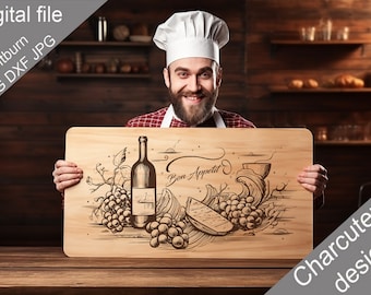 Charcuterie, SVG, Chopping Board, Cutting Board, Kitchen Towel, Laser Engraved Files, Digital, Vector,  Kitchen Decor, Glowforge, Cut File