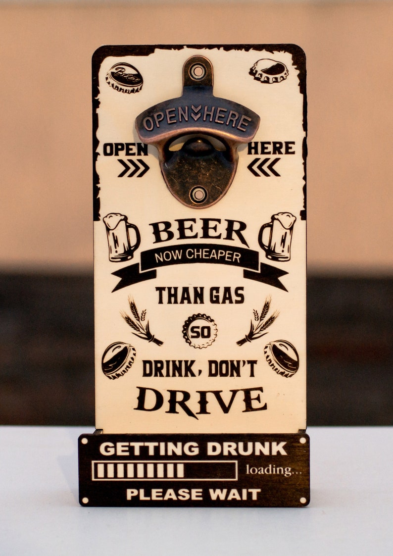 Beer Bottle Openers Wall Mounted Engraved Design Laser Cut Etsy