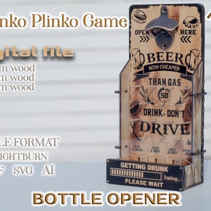 Migliora il tuo gioco di birra con il nostro elegante e raffinato apribottiglie da parete, gioco Drinko Plinko, design inciso, file digitale, Lightburn SVG DXF