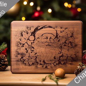 Weihnachten Santa digitale Laser gravierte Dateien SVG Charcuterie Brett, Schneidebrett, T-Shirt, Vektor, Küchendekoration, Geschenk, Glowforge