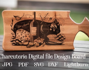 Charcuterie, SVG, Chopping Board, Cutting Board, Kitchen Towel, Laser Engraved Files, Digital, Vector, Kitchen Decor, Glowforge, Cut File