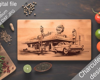 Charcuterie, SVG, Chopping Board, Vintage, Cutting Board, Kitchen Towel, Laser Engraved Files, Digital, Vector,  Kitchen Decor, Glowforge