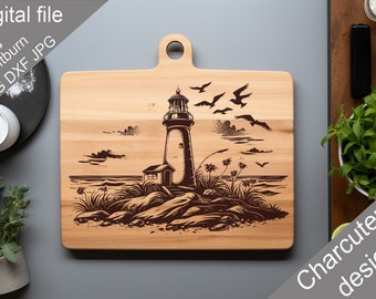 Lighthouse Cutting Board SVG, Laser Engraved Design (Digital File)