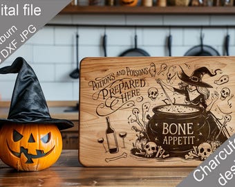Halloween SVG Charcuterie Board Digital Design, Chopping Board, Cutting Board, Kitchen Towel, Laser Engraved Vector, Glowforge, X-Tool