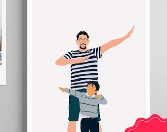 Retrato de dibujos animados personalizado, retrato sin rostro, retrato ilustrado a mano, dibujo a partir de una foto, retrato personalizado a partir de una foto, retrato personalizado