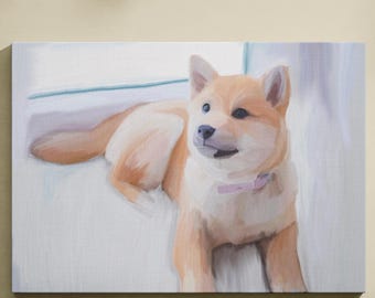 Custom Pet Oil Painting, Pet Portrait Commission Painting, Digital Pet Portrait From Photo, Ready To Hang, Hand Illustrated Dog Portrait