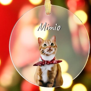 Personalized Pet Ornament, Custom Dog Christmas Ornament, Pet Ornament Using Photo, Cat Christmas Photo Ornament, Pet Portrait Name Gift