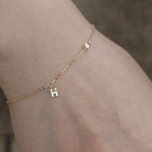 Custom Initial Bracelet: Dainty Sterling Silver, 18k Gold Finish