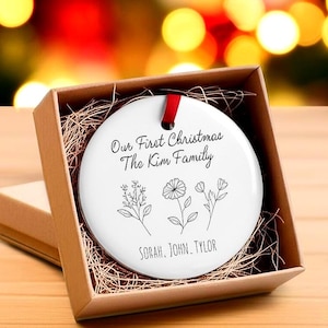 Kerstornament voor stellen - gepersonaliseerde kerstornament stel met namen - onze eerste kerst samen - cadeau nieuw stel