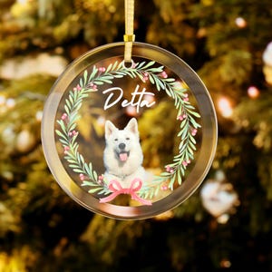 Custom Dog Christmas Ornament, Personalized Pet Ornament,Pet Portrait Name Gift, Pet Ornament Using Photo, Cat Christmas Photo Ornament