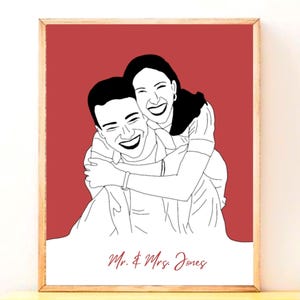 Custom Line Art, Custom Gift for Father, Family Portrait Illustration, Outline Portrait From Photo, Personalized Portrait, Fathers Day Gift