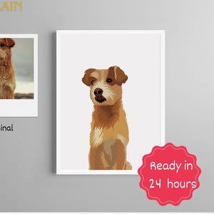 Retratos de mascotas personalizados con fotos de mascotas Retratos de perros digitales personalizados Retratos de gatos Retratos de perros personalizados Arte de mascotas personalizado Póster con dibujo de mascotas