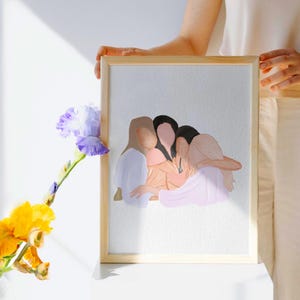 Custom Hand-Drawn Watercolor Portrait, Mothers Day Gift, Personalized Watercolor Painting, Father&#39;s day Gift, Family Portrait, Gift for Her