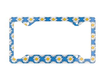 Floral Metal License Plate Frame | Cute Daisy Design, Car Accessories, Gifts for Her, Car Decor, Boho Style