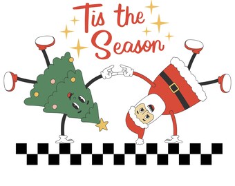 Tis The Season Digital Image, Santa, Christmas Tree, Christmas Digital Image, Christmas PNG, Santa PNG, Sublimation Design