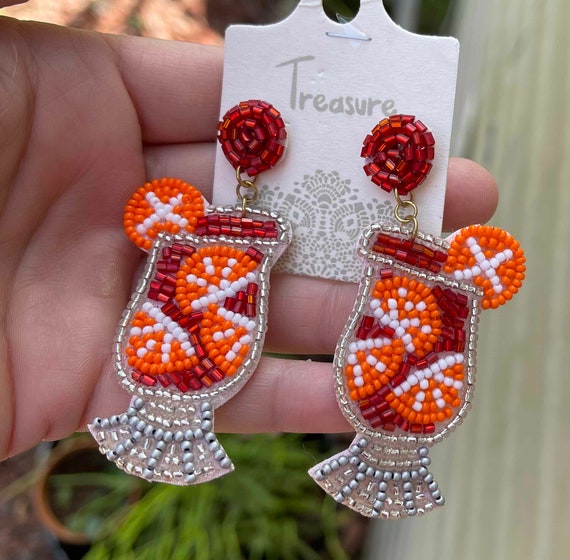 Fruity Drink Seed Bead Earrings Statement Earrings Fun Fashion