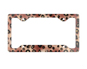 Leopard Print Metal License Plate Frame: Stylish Auto Decor