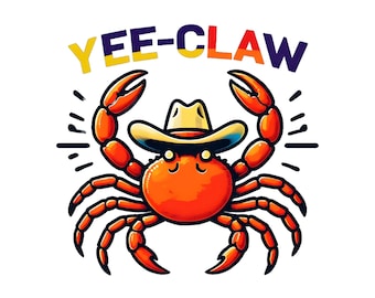Yee-Claw Crab PNG: Funny Western Beach Design (Digital Download)