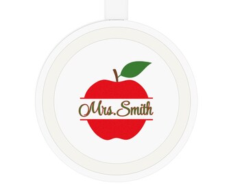 Personalized Teacher Wireless Charger: Apple Design Tech Gift