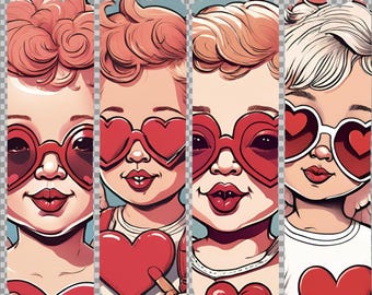 Valentines PNG, Cute Cupid Girls, Valentines Sublimation Image, Cupid Heart PNG