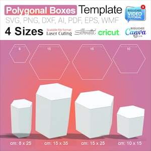 Szablon sześciokątnego pudełka prezentowego: wielokątna linia wykrojnika do opakowań (pobranie cyfrowe)