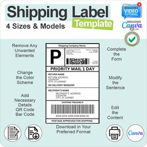 Editable Shipping Label Template – Personalized Mail Label, Custom Fake Shipping Label, Printable Shipping Label, UPS Mail Template