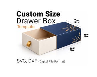 Custom Drawer Box svg Template, Personalized Size Packaging, Digital Download dxf pdf Gift Box