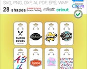 Keychain Display Card Template: 28 Tag Shapes SVG, Cricut, Silhouette (Digital Download, 11.5x6.5cm)
