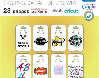 Keychain Display Card svg, 28 Tag Shapes, svg dxf pdf, Cricut Silhouette Laser, Digital