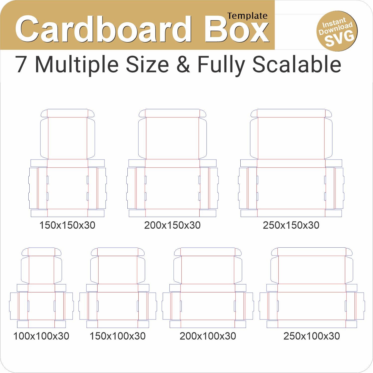 Cardboard Box Templates Pack 1: SVG DXF PDF (digital Download) - Etsy