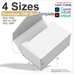Envelope Gift Box Template: 4 Sizes, SVG, Cricut, Silhouette (digital ...