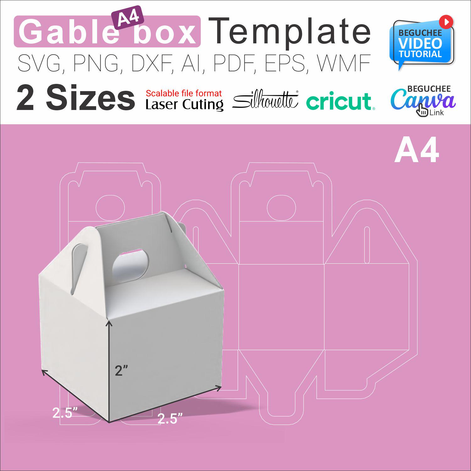 A4 Gable Box Template SVG Set: DIY Gift/cake Box (digital Download) - Etsy