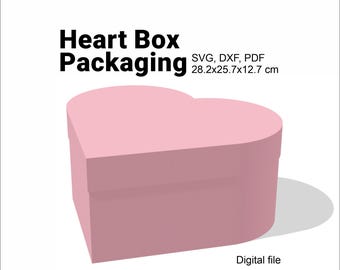 Heart Box with Lid svg dxf pdf, Lidded Gift Box Cut File, 12x12 Cardstock