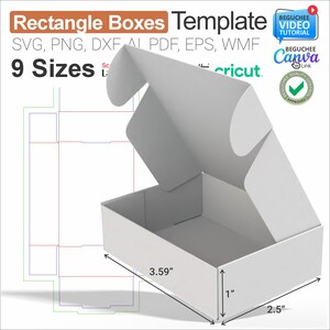 DIY Rectangle Box Template Bundle – Printable blank template for shipping or gift boxes. Compatible with Canva, Cricut(SVG), PNG download it