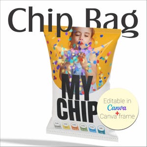 Custom Chip Bag Template – Printable & Editable on Canva, DIY Chip Wrapper, Personalized Party Bag, Potato Chip Bag Design, Editable Wrapper