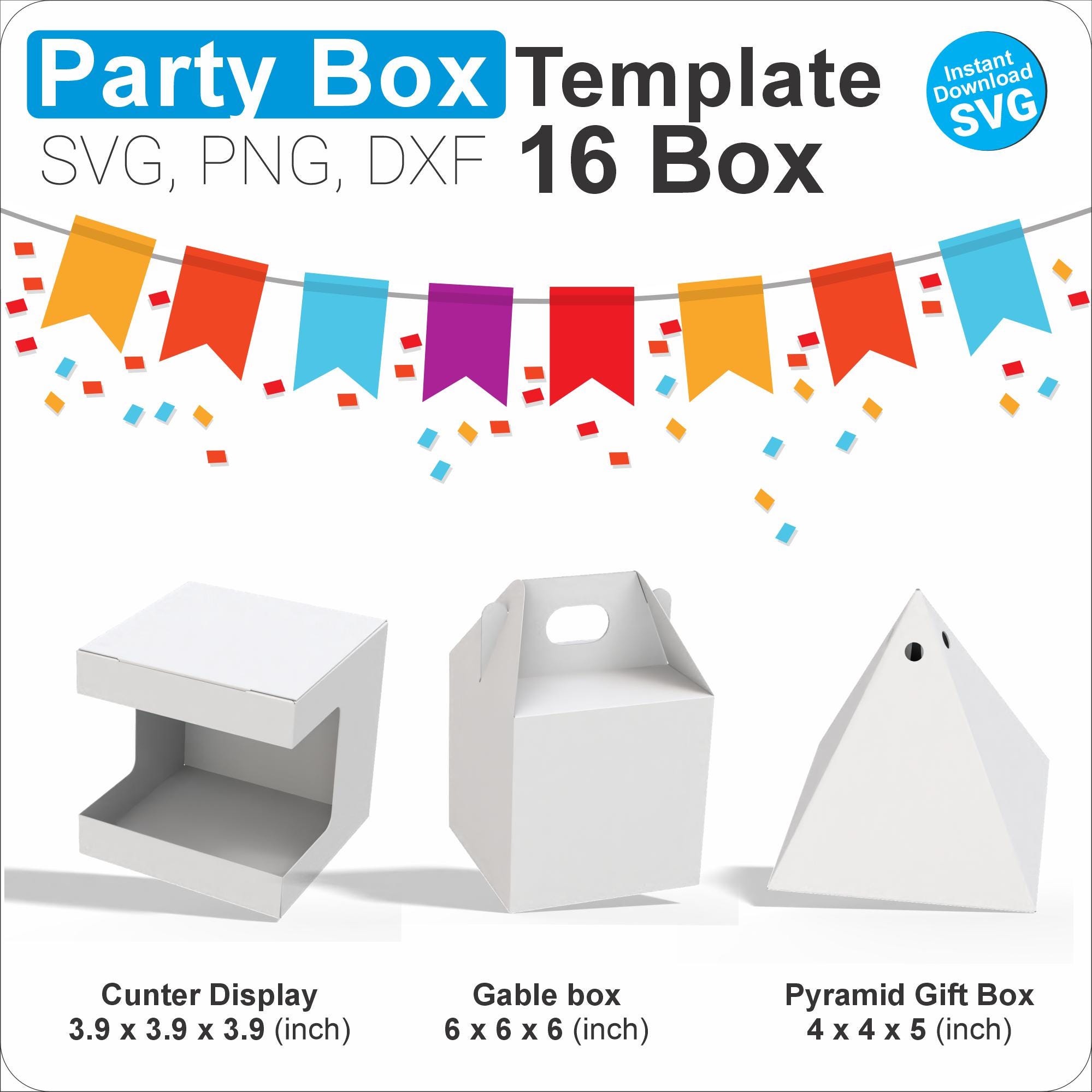 Party Box Template Bundle: 16 SVG Favor Boxes (digital Download) - Etsy