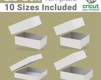 Lid Box Template SVG PNG PDF | Printable Cricut Silhouette Canva | Digital Download Gift Box | Wedding Birthday Packagin