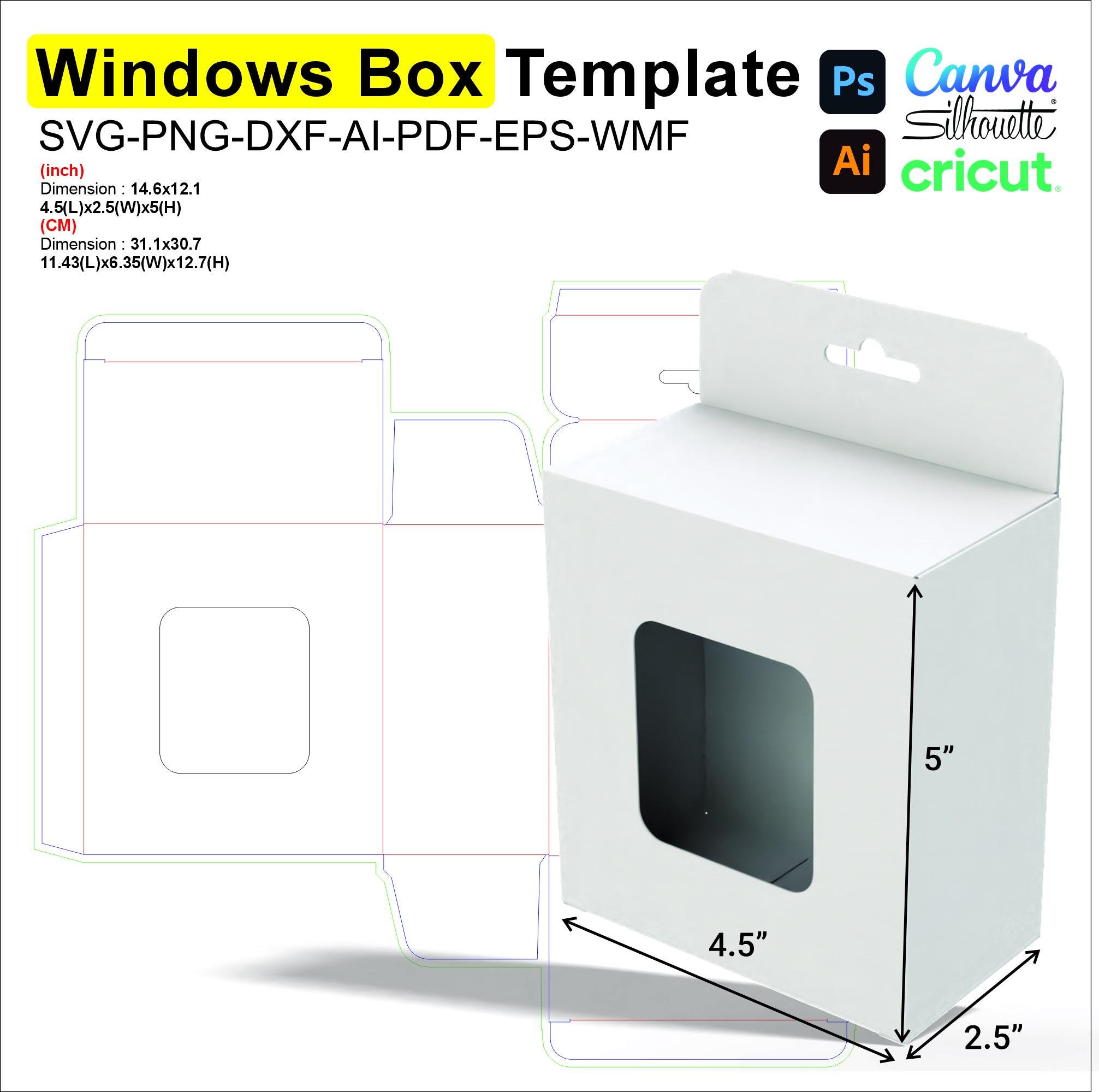 Windows Box File Tile Window Box SVG Bundle – Gift Packaging Template for Cricut Silhouette ...