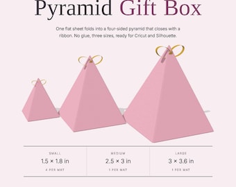 Pyramid Box SVG Template, 3D Gift Box Cut File SVG dxf pdf, Party Favor