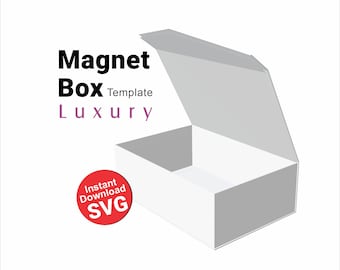 Magnetic Gift Box svg Template, Laser Cut Dieline dxf pdf ai, Large Box Digital