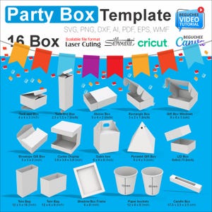 Pacchetto di modelli di scatole per feste / 16 scatole per bomboniere SVG per Cricut Silhouette Laser Cutting / Scatole per caramelle e dolcetti da regalo / Download immediato