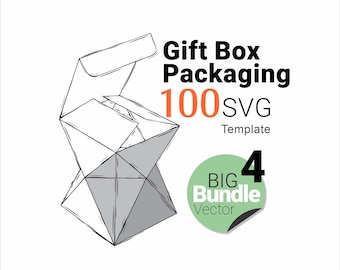 100 SVG Box Templates Laser Cut Packaging Bundle, dxf eps ai Gift Box Digital