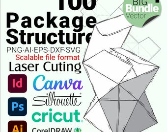 100 plantillas de caja SVG para corte láser (estructura de paquete - 4)
