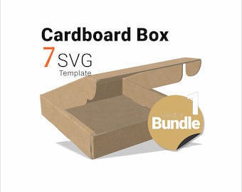 Cardboard Box svg Template Pack 7 Sizes, dxf pdf Packaging, Laser Cut Cricut Gift