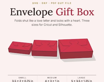 Envelope Box svg Bundle, Valentine Gift Box Cut File, DIY Paper Packaging Template