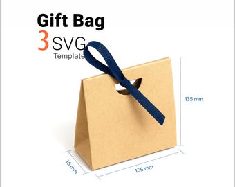 Gift Box SVG Template 3 Sizes Cricut Silhouette Laser Cut Digital Files Wedding Birthday Party Favor